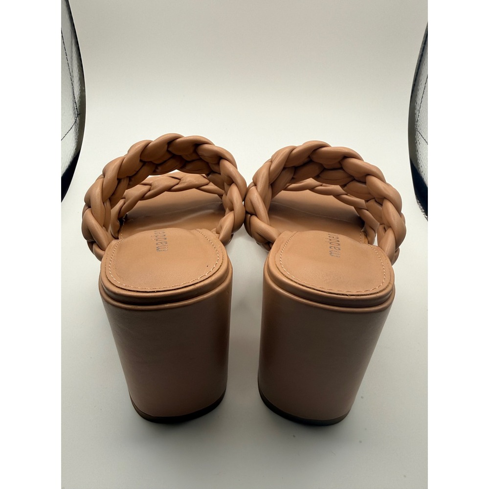 Madden Girl Tan Braided Double Strap Block Heel Size 6 - Picture 4 of 4